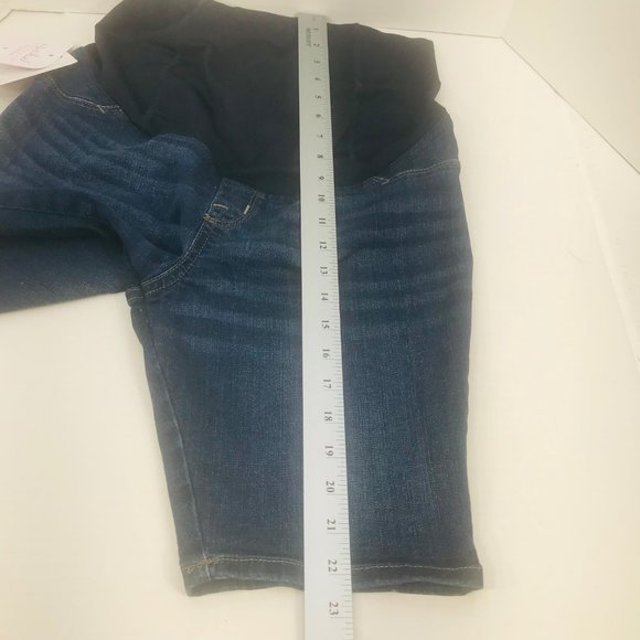 Isabel Maternity Women's Size 4 Crossover Panel Bermuda Blue Denim Short New - Picture 10 of 16
